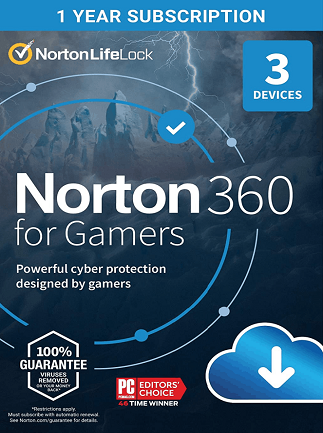 Norton 360 for Gamers (PC, Android, Mac, iOS) 3 Devices, 1 Year – NortonLifeLock Key – EUROPE